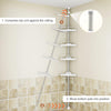 Etajera colt pentru baie si dus, 4 sau 5 rafturi, inaltime reglabila 260cm, montare pe colt