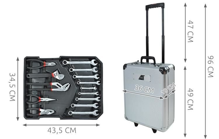 Trusă de Scule Tip Troler – 187 Piese – Aluminiu Premium