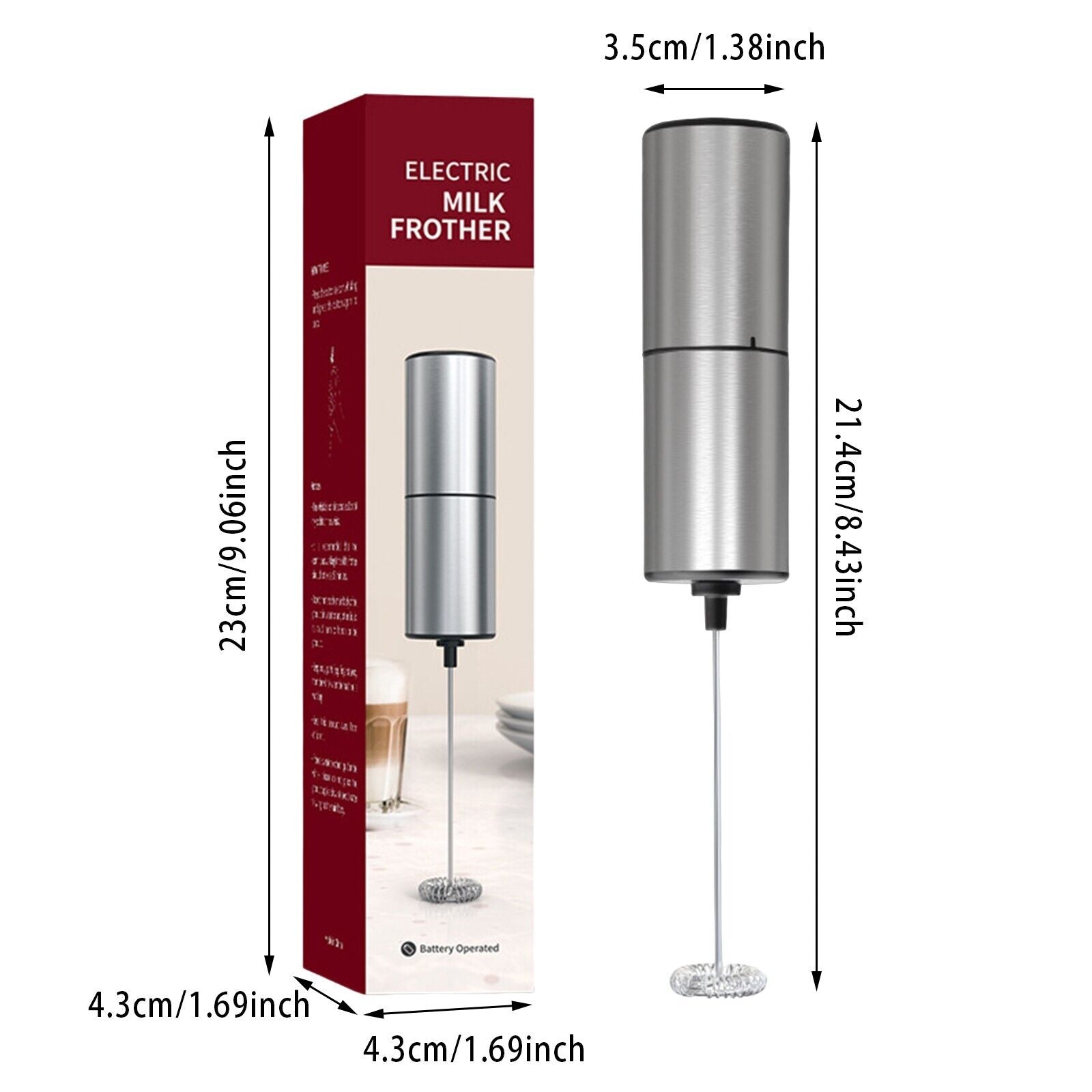 Mini mixer de facut spuma lapte, din otel inoxidabil, pe baterii, pentru cafea latte, cappuccino, ciocolata calda