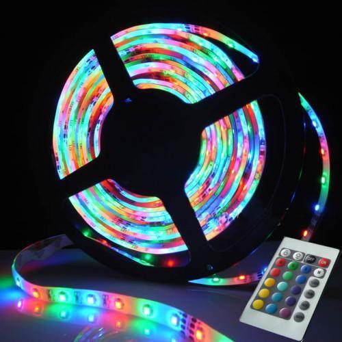 Banda LED 5050 RGB multicolor cu telecomanda, 5 metri, 72W