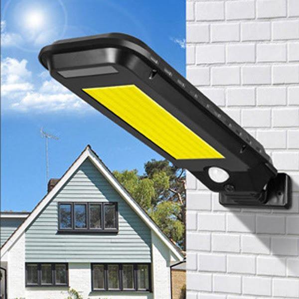 Lampa solara T-210A, 60 LED, senzor de miscare, rezistenta la apa, Negru